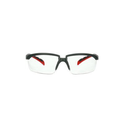 3M™ Solus™ 2000 Series, S2001SGAF-RED, Gray/Red Temples, Scotchgard™ Anti-Fog Coating, Clear AF-AS lens