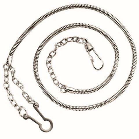21" Whistle Chain with Button Hook - Chain for Badge Holder, Police, Sheriff, CHP, Law Enforcement, Security