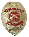 Volunteer Firefighter Badge, Scramble Seal, Durable 5-Pc Pin/Catch, 2-1/4x3-1/8"