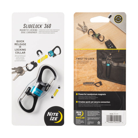 SlideLock® 360° Magnetic Locking Dual Carabiner