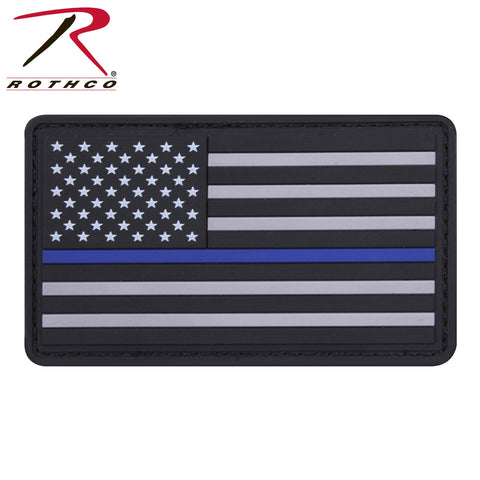 Rothco PVC Thin Blue Line Flag Patch - Hook Back