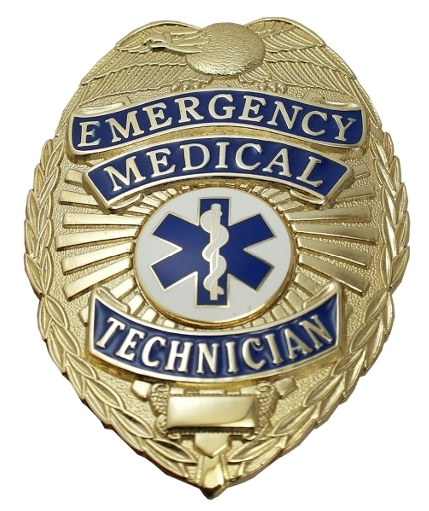 EMERGENCY MEDICAL TECHNICIAN BADGE, DURABLE 5-PC PIN/CATCH, 2-1/8X3"
