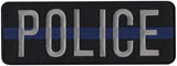 POLICE Back Patch, Black/Silver w/ Blue Line