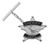 SHERIFF DEPT., TIE TAC W/JEWELERS CLUTCH, CHAIN & BAR, ENAMELED & PLATED